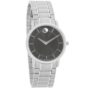 MOVADO TC SWISS MADE QUARTZ BLACK DIAL WATCH